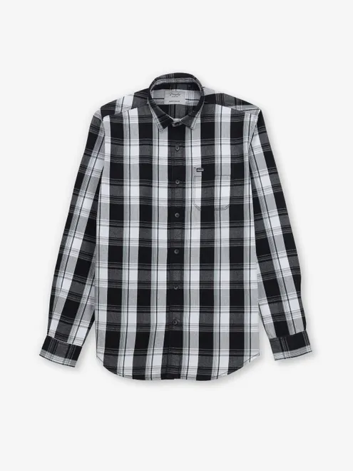 RIVER BLUE black checks cotton shirt for casual wear