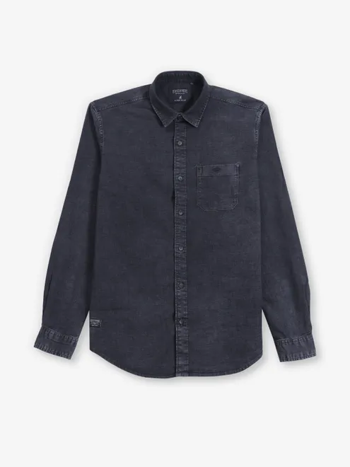 RIVER BLUE black full sleeve denim shirt for men