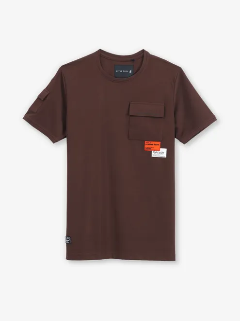 RIVER BLUE coffee cotton t-shirt for casual wear