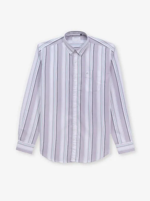 RIVER BLUE cotton lilac shirt with stripe