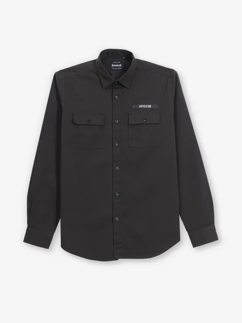 RIVER BLUE dark olive plain cotton shirt