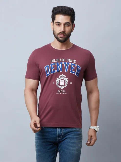 River Blue half sleeve maroon t shirt