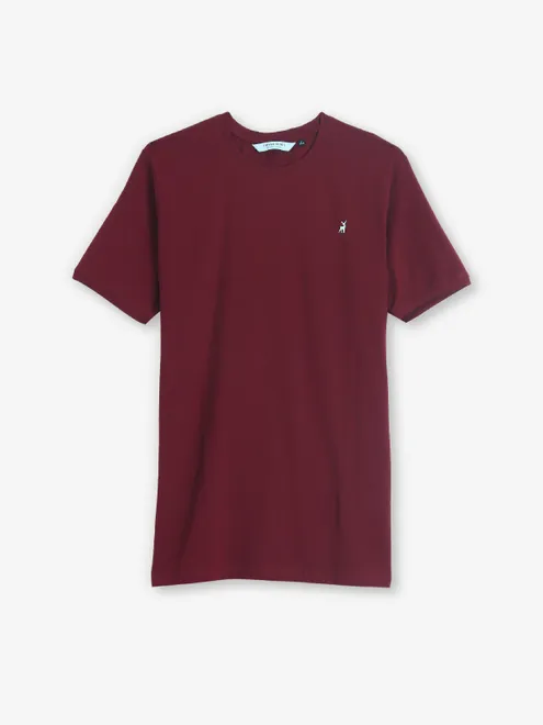 RIVER BLUE maroon casual cotton t-shirt