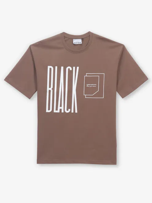 RIVER BLUE printed bright brown cotton t-shirt