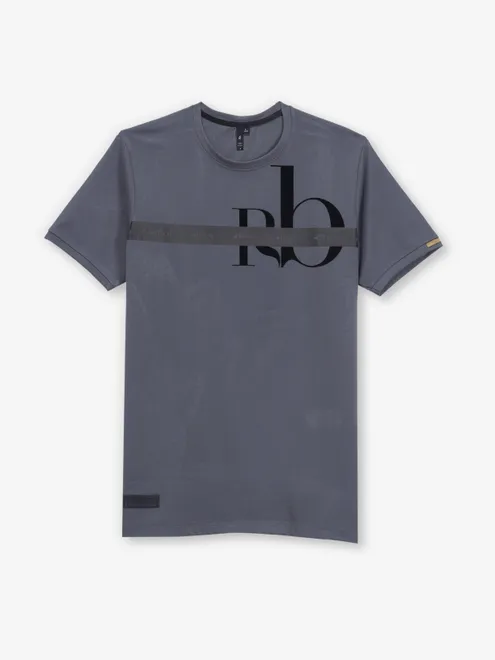 RIVER BLUE printed grey cotton t-shirt for men