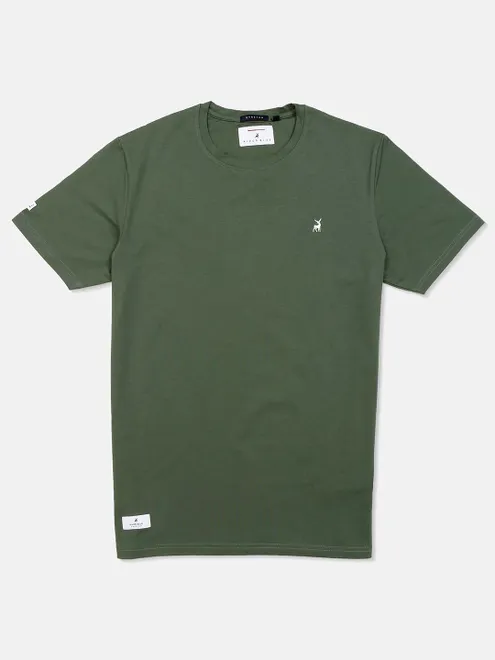 River Blue round neck solid green t-shirt
