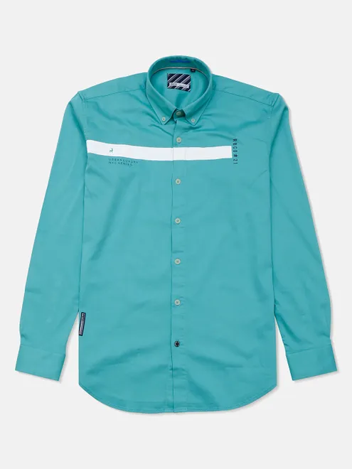 River Blue sea green printed mens shirt
