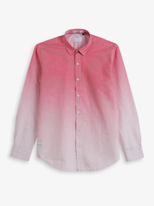 RIVER BLUE shaded pink cotton shirt