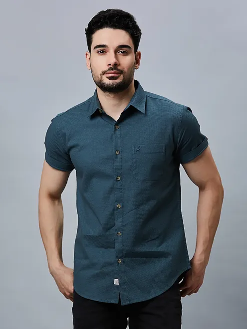 River Blue teal blue texture shirt