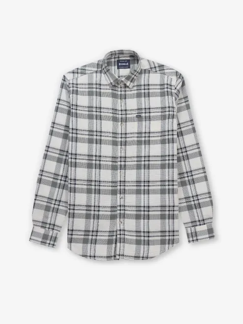 RIVER BLUE white and olive cotton shirt