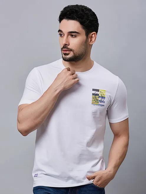 River Blue white cotton printed t-shirt