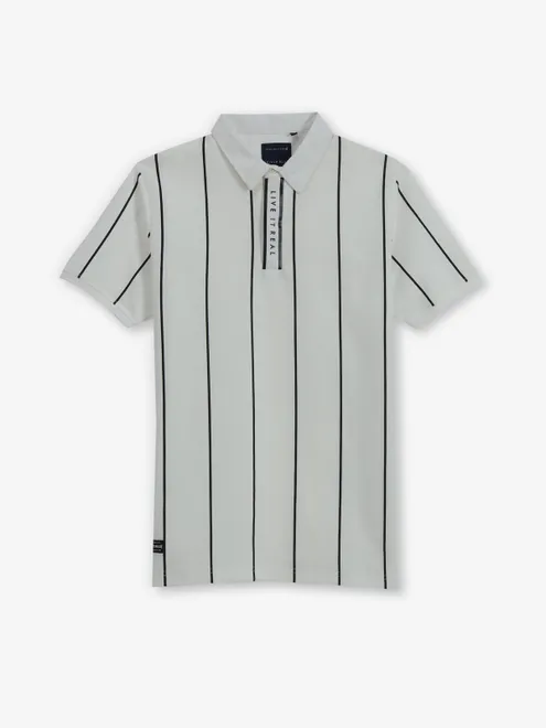 RIVER BLUE white stripe casual cotton t-shirt