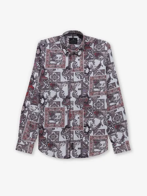 RIVER BLUE wine printed cotton shirt for mens
