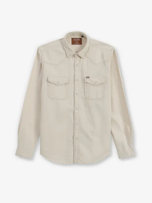 RIVERBLUE embossed beige cutaway shirt for men