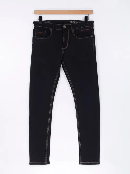Rookies navy slim fit solid jeans