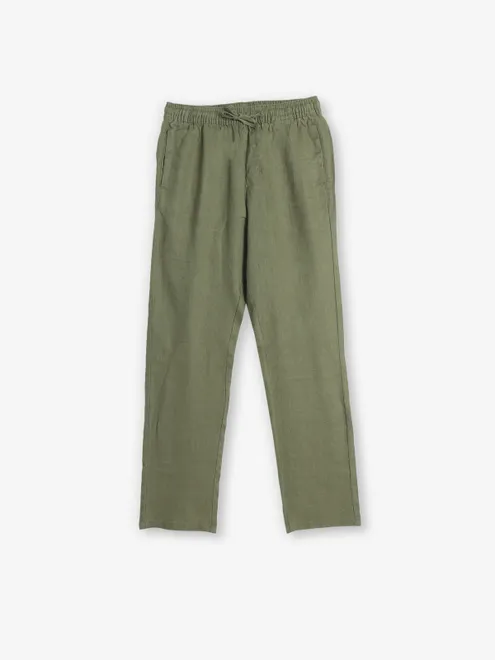 ROOKIES olive linen solid track pant