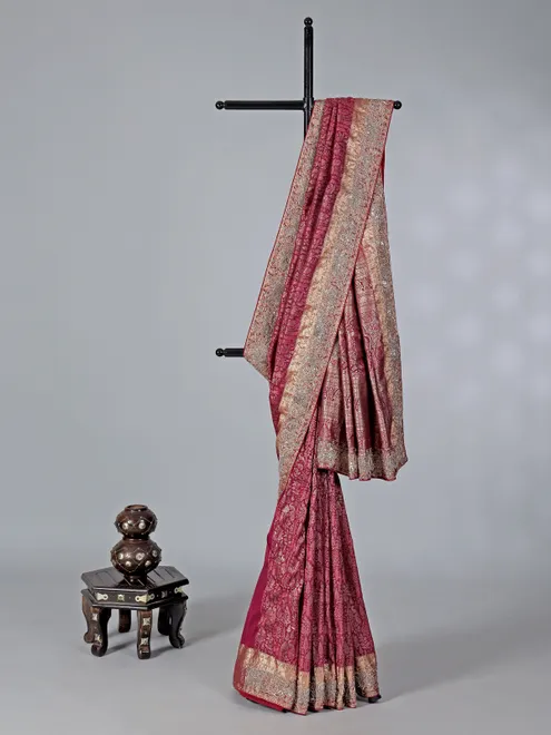 Royal wine tissue silk saree