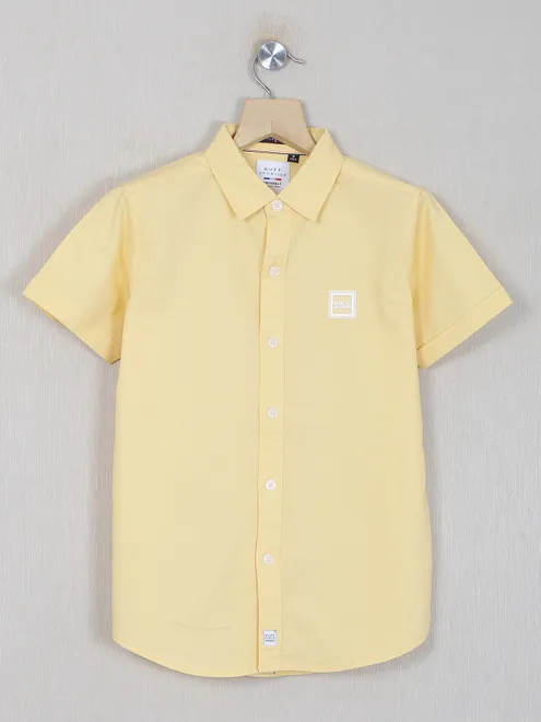 Ruff yellow color cotton solid shirt