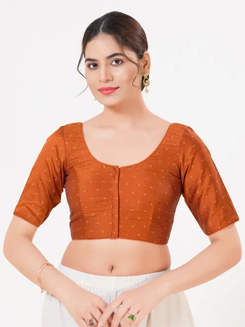 Rust orange tafeta silk zari elegance blouse