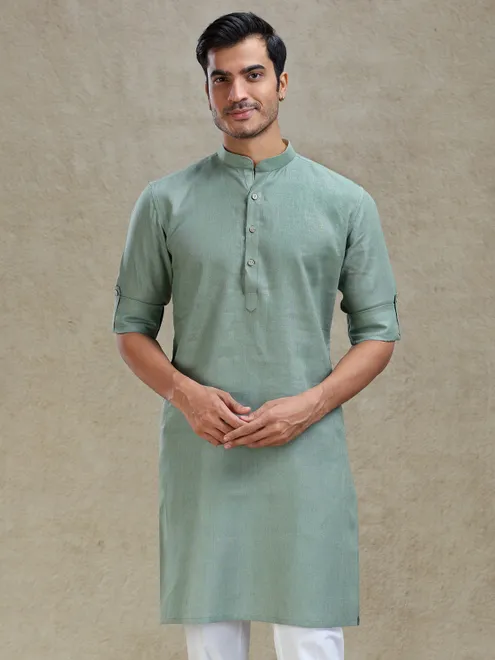 Sage green kurta for pooja and celebration