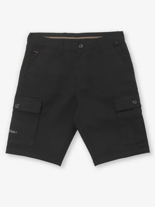 SHIELD solid black cotton shorts