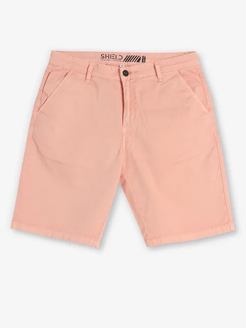 SHIELD solid peach cotton shorts
