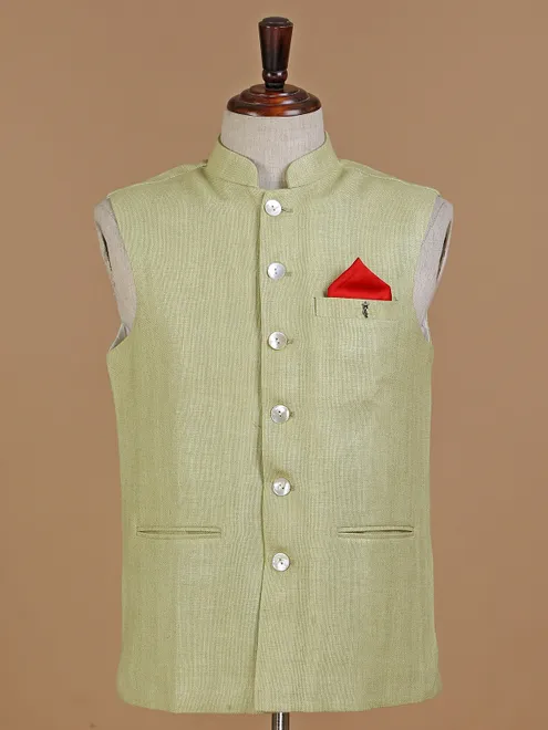 Silk plain waistcoat in light green