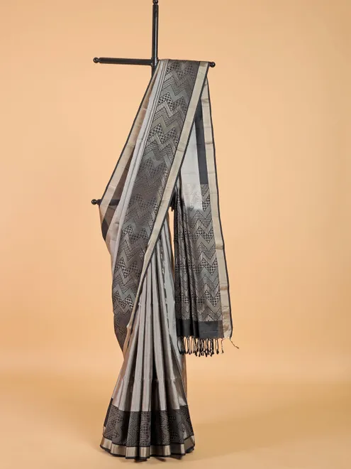 Silk silver festive style saree