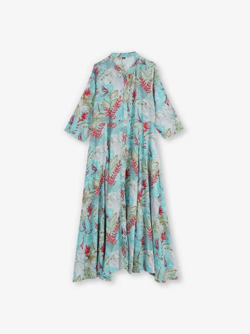Sky bloom cotton silk kurti