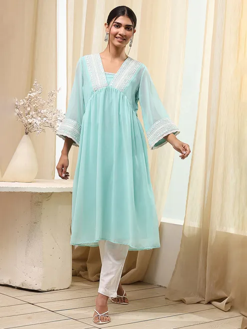 Sky blue georgette casual kurti
