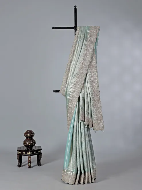 Sky blue heavy kanjivaram silk saree