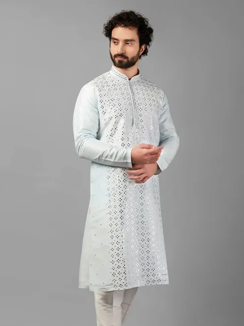 Sky blue stunning silk  Men Kurta pajama