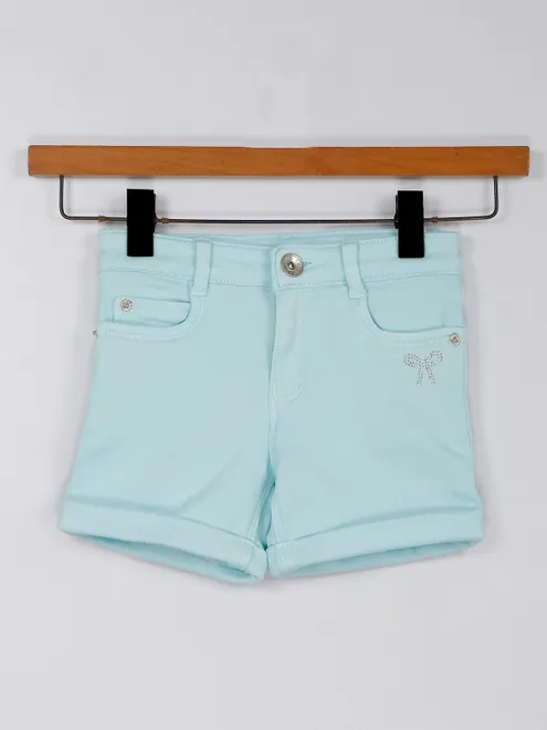Solid sea green shorts for girls