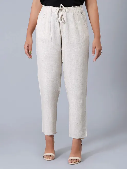 Boom solid white women pyjama in linen