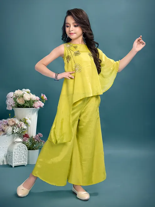 Sparkling elegance floral printed chiffon palazzo suit