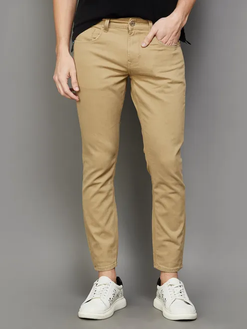 SPYKAR khakhi solid  cotton jeans