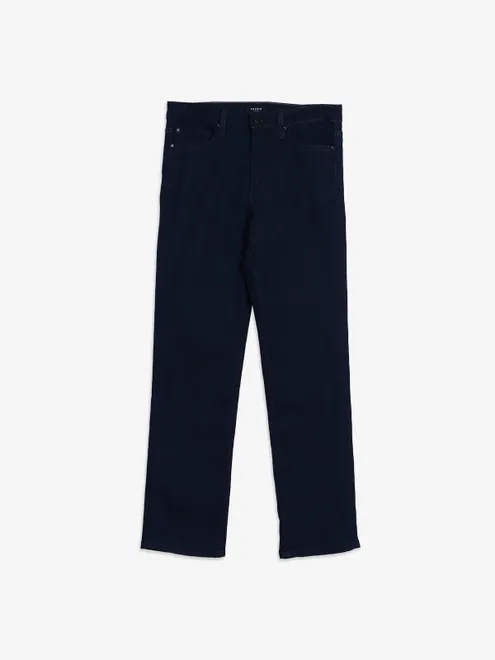 SPYKAR navy solid straight ankle length jeans