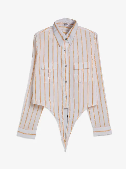 Spykar peach stripe shirt