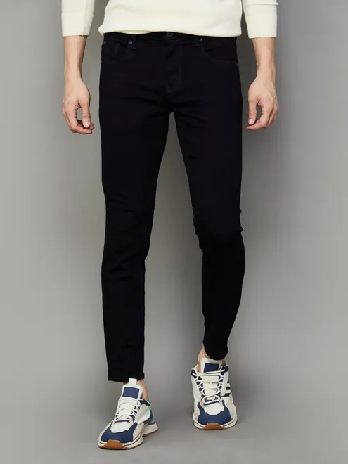SPYKAR solid black denim slim tapered