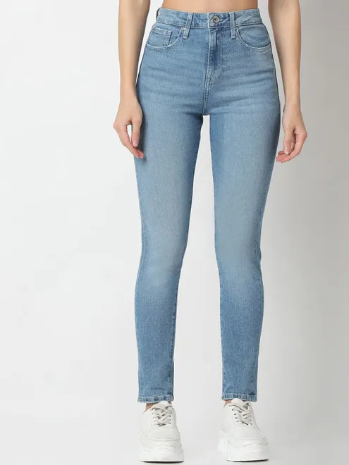 SPYKAR washed denim jeans light blue