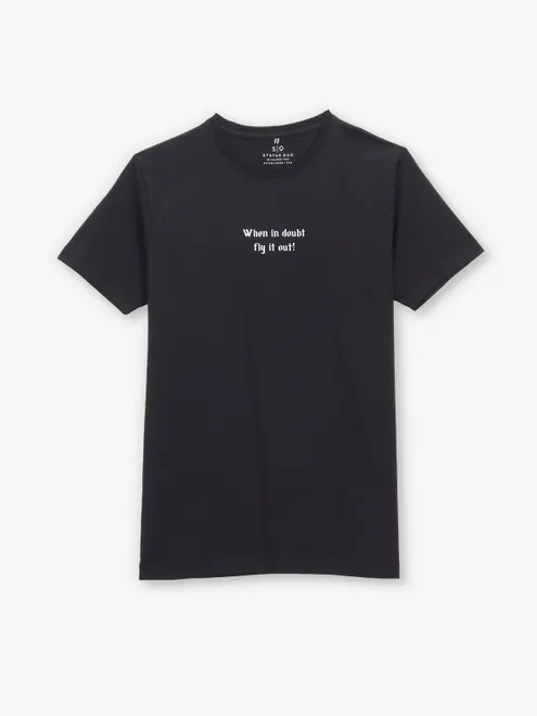 STATUS QUO black cotton slim fit t-shirt with print
