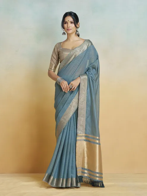 Stone blue silk royal elegance