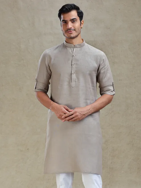 Stone grey kurta for family gathering