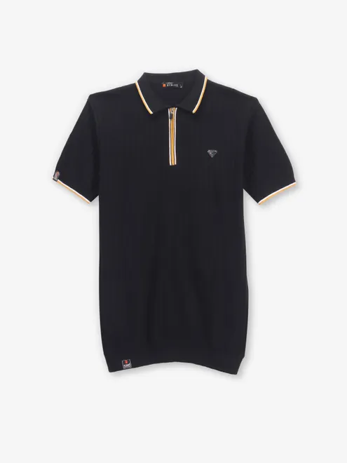 STRIDE cool stripe black cotton t-shirt