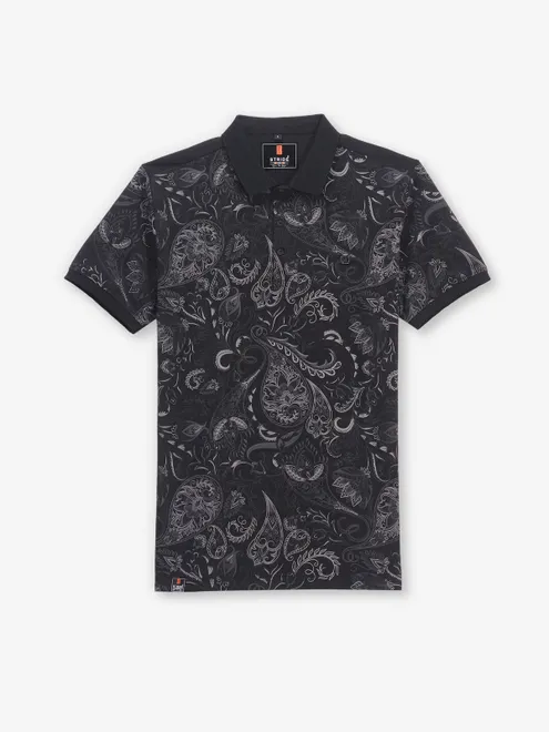 STRIDE printed cotton black t-shirt