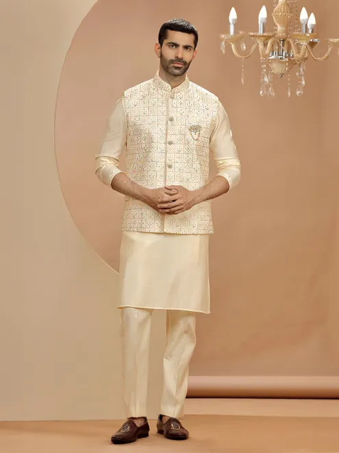 Stunning cream waistcoat set for wedding