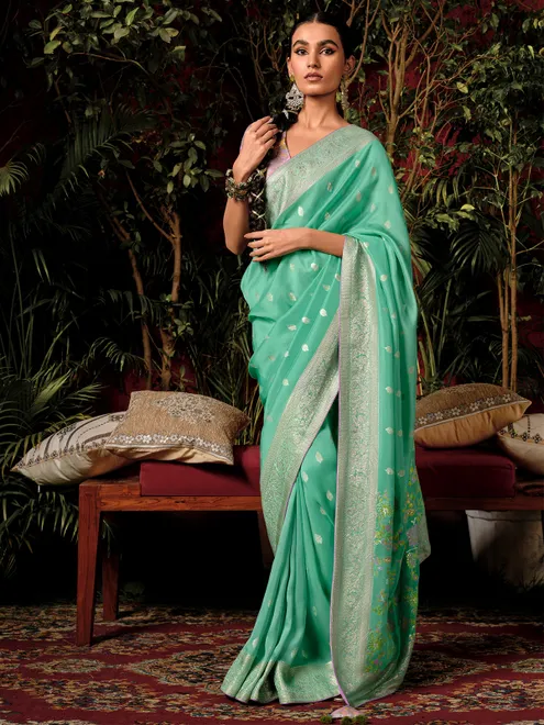Stunning mint green wedding saree