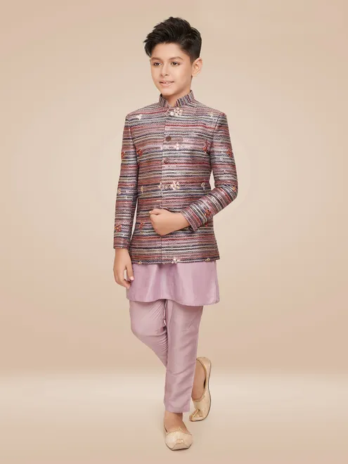 Stunning purple silk indowestern