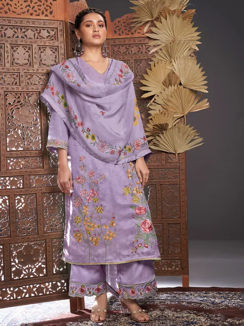 Stunning purple silk palazzo suit for festival wear