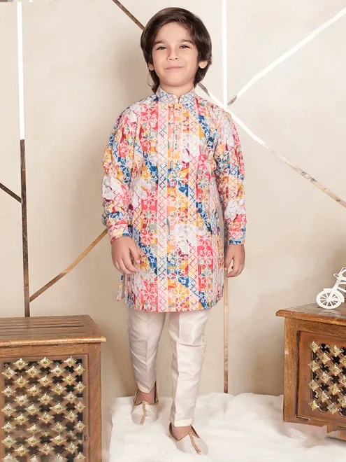 Stylish trndy pink cotton kurta suit for boy